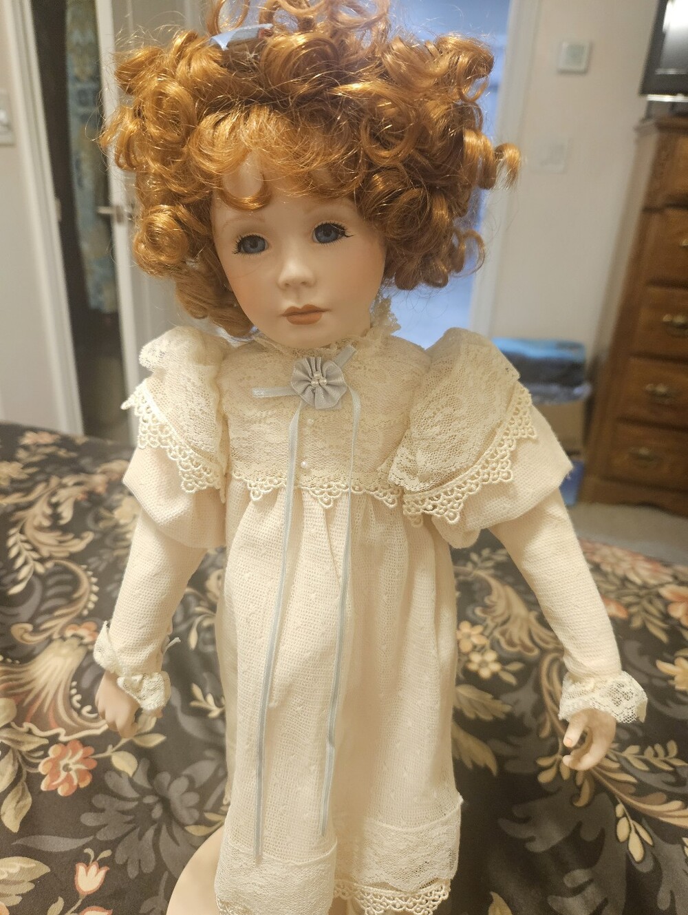 Classic Danbury Mint Porcelain Doll with Curly Red Hair By Jan Garnett 1992